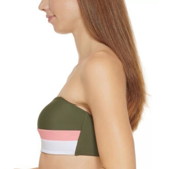 DKNY Colorblocked Bandeau Bikini Swim Top Moss Green S - Picture 3 of 11